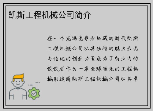 凯斯工程机械公司简介