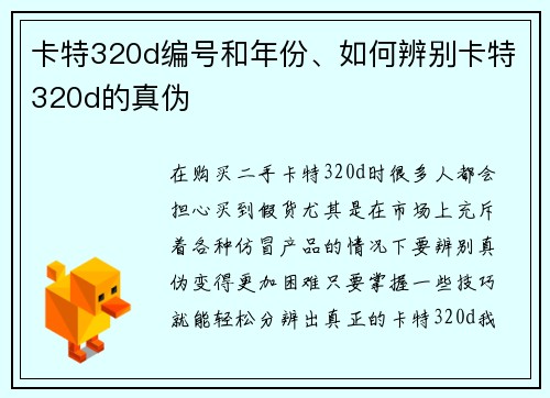 卡特320d编号和年份、如何辨别卡特320d的真伪